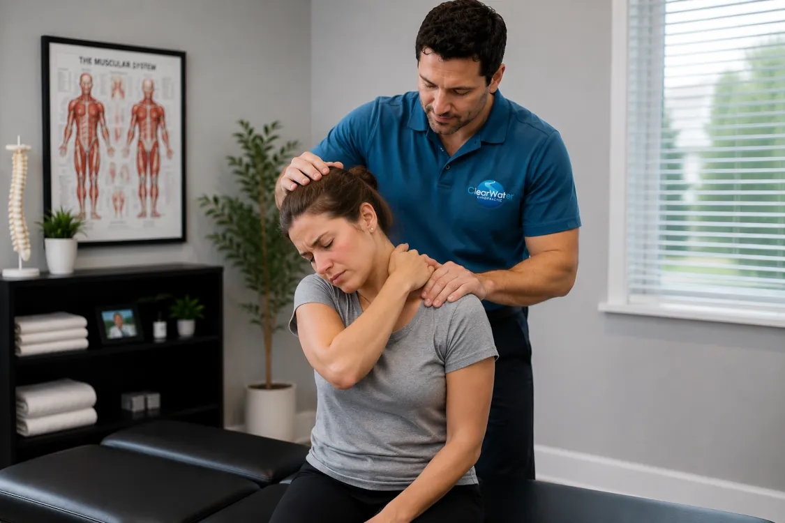 Dr. Flood treating a patient for whiplash after a car accident